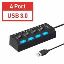 Хаб 4 порта + switch USB3.0 NEW