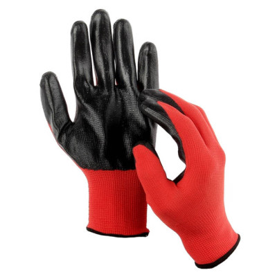 Рукавички стрейч №10 червоний. з чорним