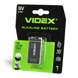 Батарейка лужна Videx Alkaline 6LR61 6LF22 MN1604 9V Крона Blister
