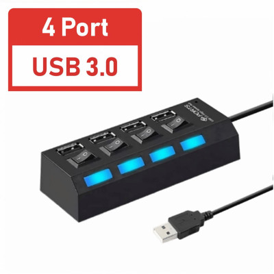 Хаб 4 порта + switch USB3.0 NEW