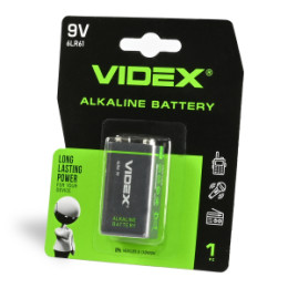 Батарейка лужна Videx Alkaline 6LR61 6LF22 MN1604 9V Крона Blister