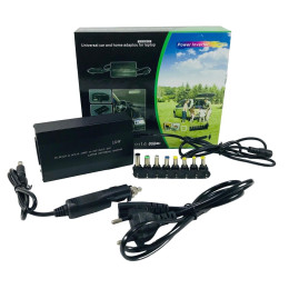 універсальний зарядний пристрій від мережі та від прикурювача для ноутбуків з 8-ма насадками DC 12-24V 120ват ART-0127