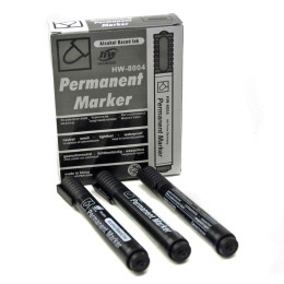 Маркер №HW-8004-1-К круглий чорний в уп. 12шт