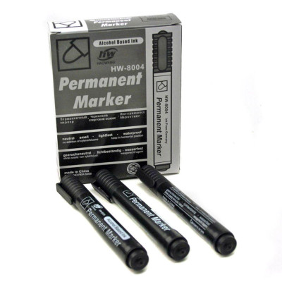 Маркер №HW-8004-1-К круглий чорний в уп. 12шт