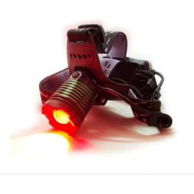 Ліхтар налобний Police 2188-2XPE (Білий+Червоний), 2х18650, сигнальне світло, зум, ЗУ microUSB, Коробка