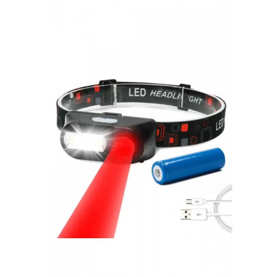 Ліхтар налобний з червоним світлом BL-1804-RED+COB