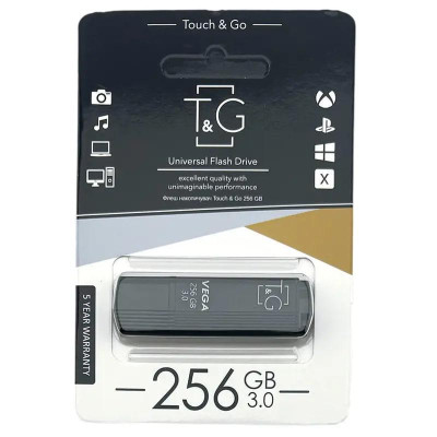 Накопичувач 3.0 USB 256GB T&G Vega серiя 121 Black