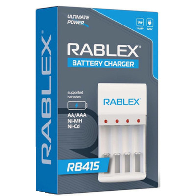 зарядний пристрій для пальчикових та міні-пальчикових на 4 акумулятора Rablex RB-415