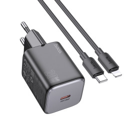 Адаптер мережевий Hoco Mighty single Port charger N40 (Type-C to Lightning set) |1Type-C, 20W/3A, PD/QC| Адаптер мережевий Hoco Mighty single Port charger N40 (Type-C to Lightning set) |1Type-C, 20W/3A, PD/QC|