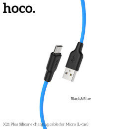 Кабель Hoco Micro USB Silicone X21 Plus |1m, 2.4A|