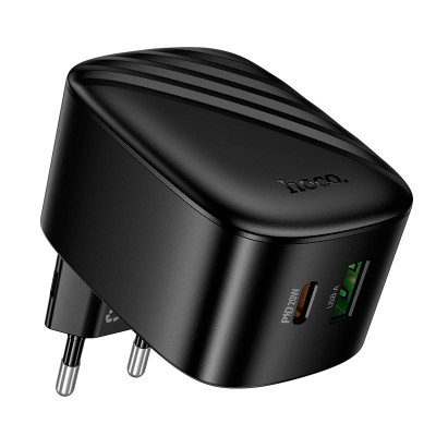 Адаптер мережевий HOCO folding charger CS101A |1USB/1Type-C, 20W/3A, PD/QC|