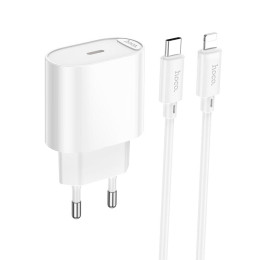 Адаптер мережевий HOCO Type-C to Lightning Fighter single port charger set C109A |1Type-C, 3A/20W, PD/QC|