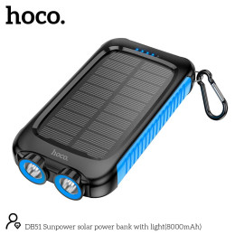 УМБ Hoco Sunpower solar power bank with light DB51 8000mAh |2USB/1Type-C, 2A|