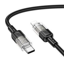 Кабель HOCO Type-C to Lightning Spirit PD transparent charging data cable U129 |27W, 1.2M|