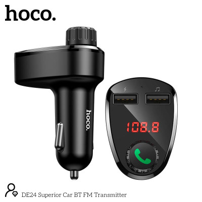 Адаптер автомобільний Hoco Superior Car BT FM Transmitter DE24 |2USB, 2.4A, TF/U Disk|
