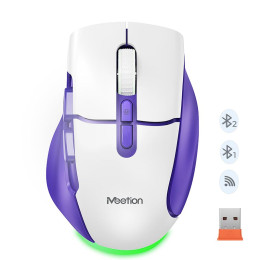 Миша MEETION 2.4G+Bluetooth wireless gaming mouse BTM001 |800-1200-1600-2400dpi, 7keys, 35/140h, Type-C Charging, RGB|