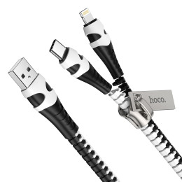 Кабель Hoco Combo 2 in 1 Lightning / Type-C Zipper charging cable U97 |0.96M, 2.4A|