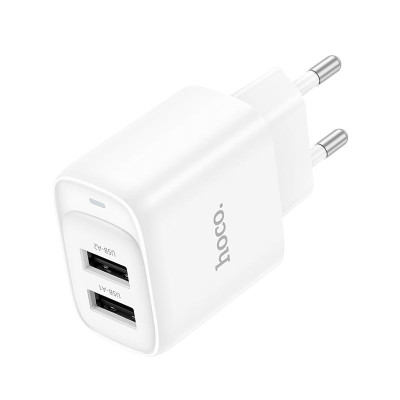Адаптер мережевий HOCO Smart dual-port charger C141A |2USB. 2.1A/10.5W|