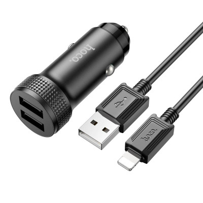 Адаптер автомобільний Hoco Lightning Cable Level dual port Car charger Z49 |2USB, 12W, 2.4A|