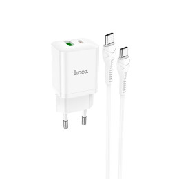 Адаптер мережевий HOCO Type-C to Type-C Cable Founder charger set N28 |1USB/1Type-C, 20W/3A, PD/QC|