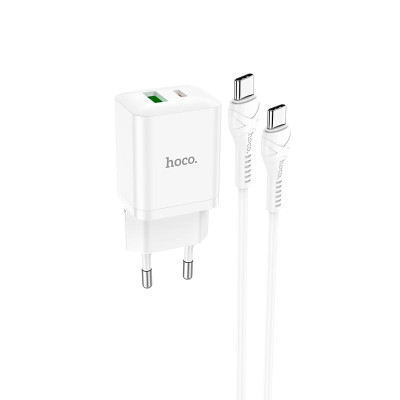 Адаптер мережевий HOCO Type-C to Type-C Cable Founder charger set N28 |1USB/1Type-C, 20W/3A, PD/QC|