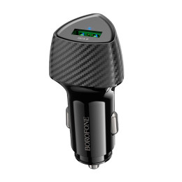 Адаптер автомобільний BOROFONE Solid single-port car charger BZ31 |1USB, 18W/3A, QC|