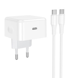 Адаптер мережевий HOCO C to C cable Speed single port PD charger set C161A |1Type-C, 40W/3A, PD/QC|