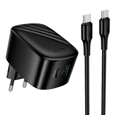 Адаптер мережевий HOCO C to C cable folding charger set CS102A|1USB/1Type-C, 30W/3A, PD/QC|