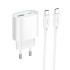 Адаптер мережевий HOCO Type-C to Type-C Fighter charger set C109A |1Type-C/1USB, 3A/20W, PD/QC|