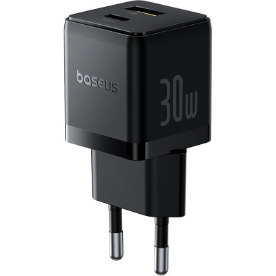 Адаптер мережевий Baseus Palm Fast Charger |1USB/1Type-C, 30W/3A, PD/QC|