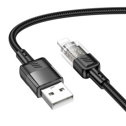 Кабель HOCO Lightning Spirit transparent charging data cable U129 |2.4A, 1.2M|