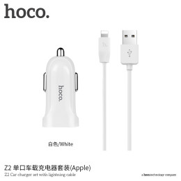 Адаптер автомобільний Hoco Lightning cable Z2 |1USB, 1.5А|