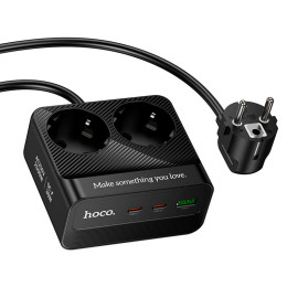 Подовжувач мережевий HOCO Descanso 2-socket PD desktop charger AC27 (L=2M) |1USB/2Type-C, 30W/3A|