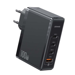 Адаптер мережевий USAMS T50 100w 4 Ports Gan Fast Charger US-CC163 |1USB/3Type-C, 100W/5A, PD/Q|