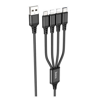 Кабель Hoco Combo 4-in-1 2lightning + Type-C + Micro USB Super charging cable X76 |1M, 2A|