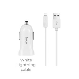 Адаптер автомобільний Hoco Lightning cable two-port Car charger set Z2A |2USB, 2.4A|