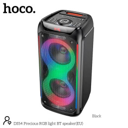 Акустика-караоке HOCO Precious RGB Light BT speaker DS54 |BT5.0, TWS, TF/USB/AUX, 25Wx2, 3H, 1mic, remorte|