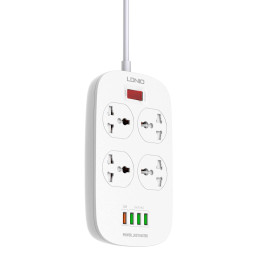 Подовжувач мережевий Ldnio SC4407 |2500W, 2m EU Plug, 4 USB, 4 Sockets. QC3.0, 3.1A|/8W| Подовжувач мережевий Ldnio SC4407 |2500W, 2m EU Plug, 4 USB, 4 Sockets. QC3.0, 3.1A|/8W|