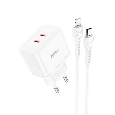 Адаптер мережевий HOCO Type-C to Lightning Cable Triumph charger set N29 |2Type-C, 35W/3A, PD/QC|