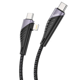 Кабель Hoco Combo 2in1 Type-C to Type-C / Lightning Freeway PD charging data cable U95 |1.2M, 60W, 3A|