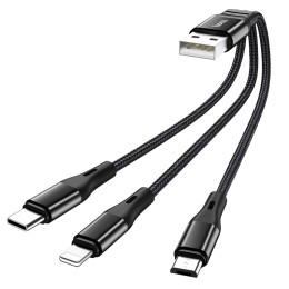 Кабель Hoco Combp 3-in-1 Lightning+Micro USB + Type-C Harbor charging cable X47 |0.25m, 2.4A| Кабель Hoco Combp 3-in-1 Lightning+Micro USB + Type-C Harbor charging cable X47 |0.25m, 2.4A|