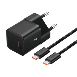 Адаптер мережевий Baseus GaN5 Fast Charger (mini) |1Type-C, 20W/3A, PD/QC| (With C to C 100W 1m cable)