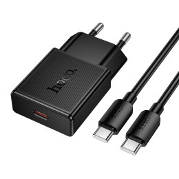 Адаптер мережевий HOCO C to C cable Speed single-port PD ultra-thin charger set N74 |1Type-C, 25W/3A, PD/QC|