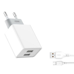Адаптер мережний XO Micro USB Cable Dual USB charger L65 |2USB, 2.4A|