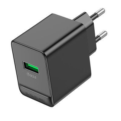 Адаптер мережевий Borofone Erudite single port charger BAS12A |1USB, 18W/3A, QC/PD|