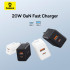 Адаптер мережевий Baseus Cube Fast Charger |1USB/1Type-C, 20W/3A, PD/QC|