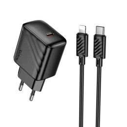 Адаптер мережевий Hoco Type-C to Lightning Cable Puerto single-port charger set CS24A |1Type-C, 25W/3A|