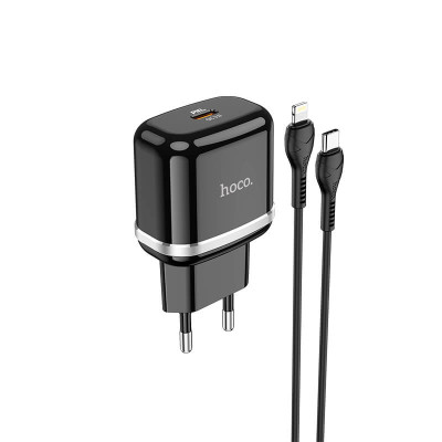 Адаптер мережевий HOCO Type-C to Lightning Cable Victorious single port charger set N24 |1Type-C, 20W/3A, PD/QC|