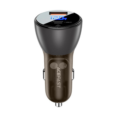 Адаптер автомобільний AceFast metal Car charger with digital display B6 |1USB/1Type-C, 63W/6A, PD/QC|