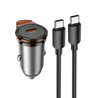 Адаптер автомобільний Hoco Rigorous single port Car charger NZ16 (Type-C to Type-C set) |1Type-C, 30W/3A, PD20W/QC|